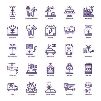 sostenible energía icono paquete para tu sitio web diseño, logo, aplicación, y usuario interfaz. sostenible energía icono básico línea degradado diseño. vector gráficos ilustración y editable ataque.