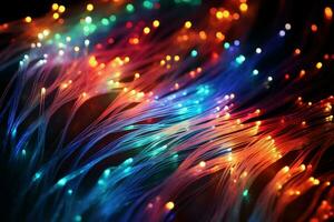 Transparent Connection fiber optic. Generate Ai photo