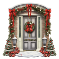 Navidad puerta estera acuarela invierno ai generativo png