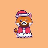 Cute red panda christmas costume simple cartoon vector illustration christmas concept icon isolated