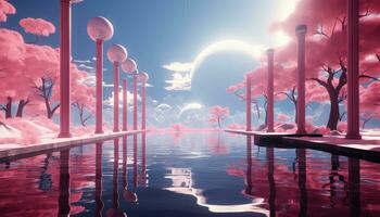 Rectangular Fields Frame Hyperreal Circular Beauty AI generated photo