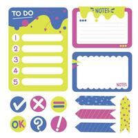 Planner scrapbook elements set. To Do list, stationery set. vector