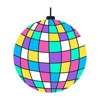 Drawn in flat style disco ball isolated on white background. Disco, dancing, retro illustration. vector