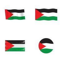 set of Palestinian flags vector