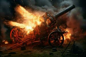 Artillery fire equipment. Generate Ai photo