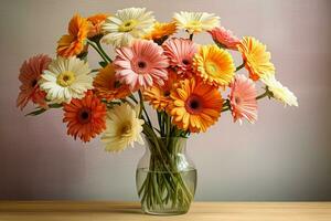 Gerbera daisies vase. Generate Ai photo