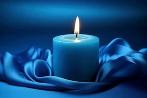 Mystical Blue candle background. Generate Ai photo