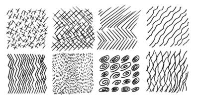 Pattern, texture, line hand drawn. Hatch drawing pen ink and crosshatch draw pencil sketch. Doodle scratch style. Black shape isolated on white background. Vintage graphic design. Vector illustration