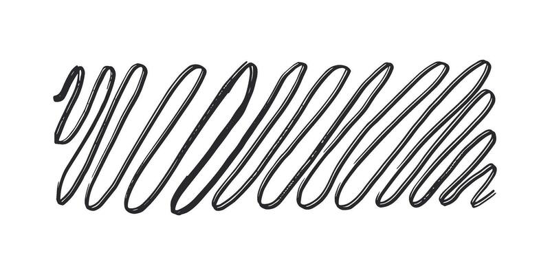 Horizontal pattern, texture, line hand drawn. Hatch drawing pen ink and crosshatch draw pencil sketch Doodle scratch style. Black shape on white background. Vintage graphic design. Vector illustration