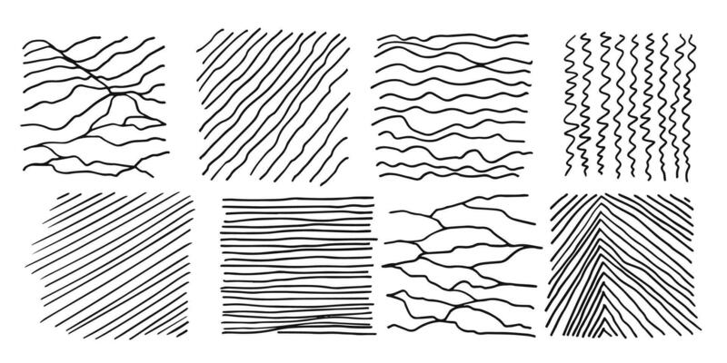 Pattern, texture, line hand drawn. Hatch drawing pen ink and crosshatch draw pencil sketch. Doodle scratch style. Black shape isolated on white background. Vintage graphic design. Vector illustration