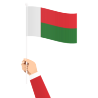 main en portant Madagascar nationale drapeau isolé transparent Facile illustration png