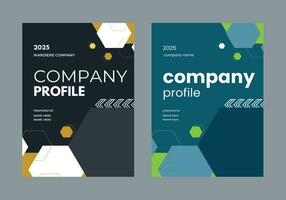 Professional Business Company Profile Vector Template. Free Flyer Mockup
