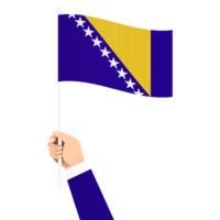 Hand halten Bosnien und Herzegowina National Flagge isoliert transparent einfach Illustration png