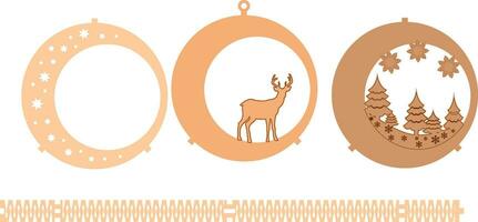 CHRISTMAS ORNAMENTS Multilayer Templates, Wood Cut File vector