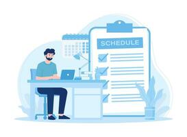 Scheduling working hours concept flat illustration vector