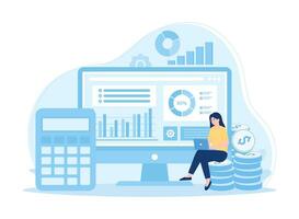 Analyzing work projects concept flat illustration vector