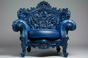 elegante azul sillón. generar ai foto