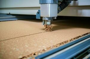 Cutting chipboard production factory. Generate Ai photo