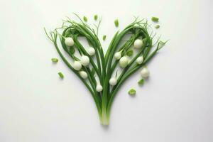 Heart shaped spring onion food. Generate Ai photo