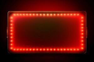 Red neon retro board. Generate Ai photo
