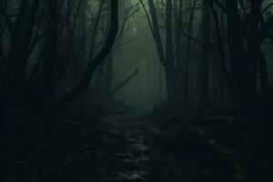 bosque Siniestro oscuro. generar ai foto