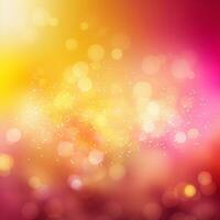 Pink yellow abstract background, bokeh effect, glow, neon, white flares. Generative AI photo
