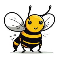 Cartoon bee on white background. Vector illustration for your design.