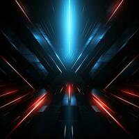 Simple dark neon background, rays of light on black photo