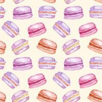 Watercolor seamless pattern of macaroon photo