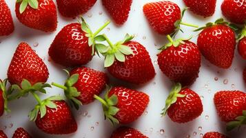 Fresh strawberry slice background on white background. Ai generated. photo