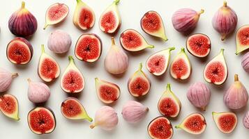 Fresh fig slice background on white background. Ai generated. photo