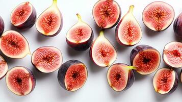 Fresh fig slice background on white background. Ai generated. photo