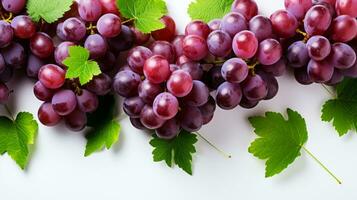 Fresh grape slice background on white background. Ai generated. photo