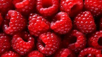 Top view of fresh raspberry slice background on white background. Ai generated. photo