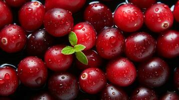 Fresh cranberry slice background on white background. Ai generated. photo