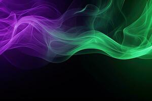 Modern background with smoke effect, mixing colors, purple and green photo