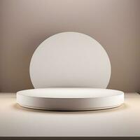Minimalistic light color podium stage product display pedestal pink beige pastel photo