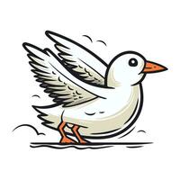 Flying seagull isolated on a white background. Vector illustration.