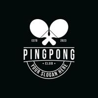 Vintage retro ping pong logo design drawing style vector