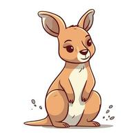 Cute kangaroo isolated on white background. Vector illustration.