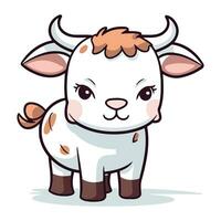 Cute cartoon cow isolated on a white background. Vector illustration.