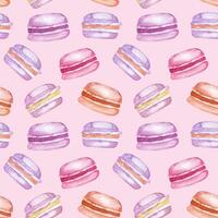 Watercolor seamless pattern of macaroon photo