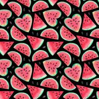 Watermelon watercolor seamless pattern. Summer juicy print photo