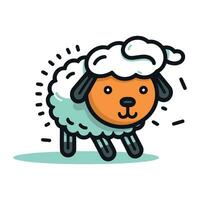 Cute sheep with a chef hat. Vector illustration in cartoon style.