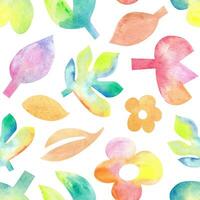 Watercolor seamless pattern of simple rainbow flowers. Simple repeat print, packaging, digital paper. Summer, spring, holiday, childhood photo