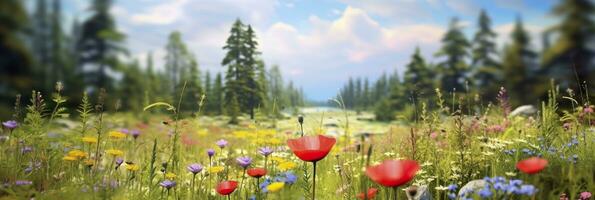 Idyllic Meadow on summer. AI Generated photo