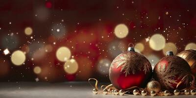 Christmas ball decoration background. AI Generated photo