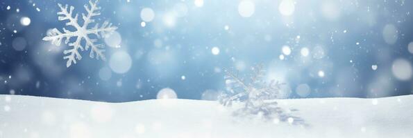 Snowflake on snow.Winter holidays background. Generative AI photo
