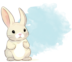 Rabbit sticker in Easter. Generative AI. png