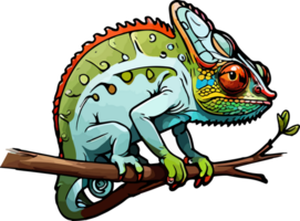 caméléon dessin animé mascotte ai génératif png